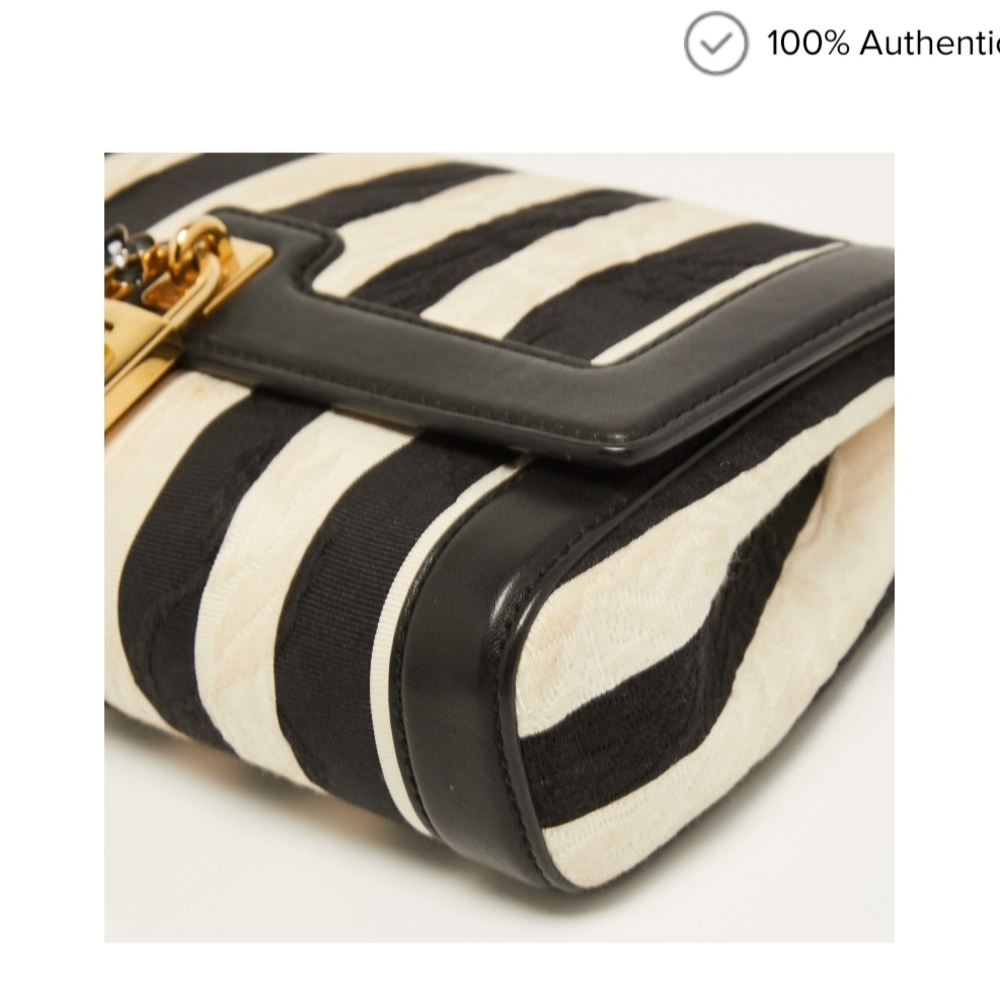 D&G Black and Cream Striped Shoulder Bag - Picture 2 of 14